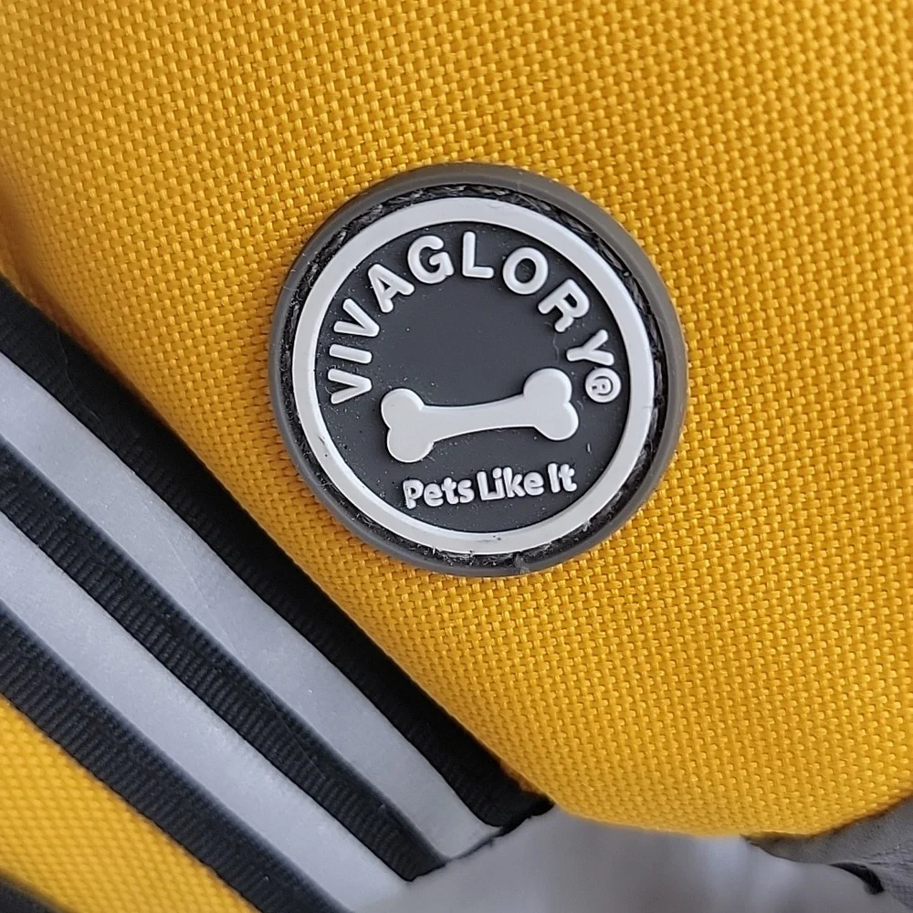 VIVAGLORY Sports Style Yellow Rescue Handle‎ Dog Life Jacket Water Safety Vest S